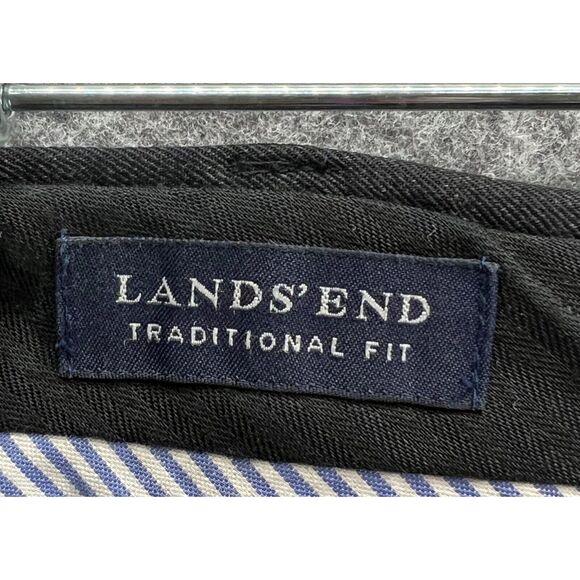 Lands End Pants Mens 38 Gray Wool Traditional Fit Pleated Comfort Waist Cuffed - Picture 9 of 14